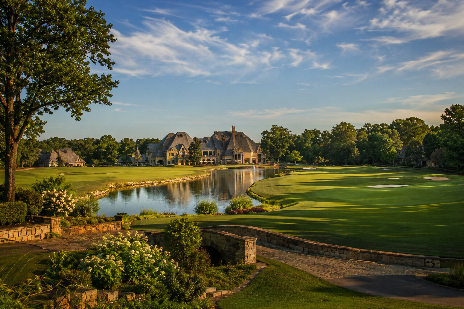 The Club at Longview at golden hour — private gated luxury golf community in Waxhaw, North Carolina