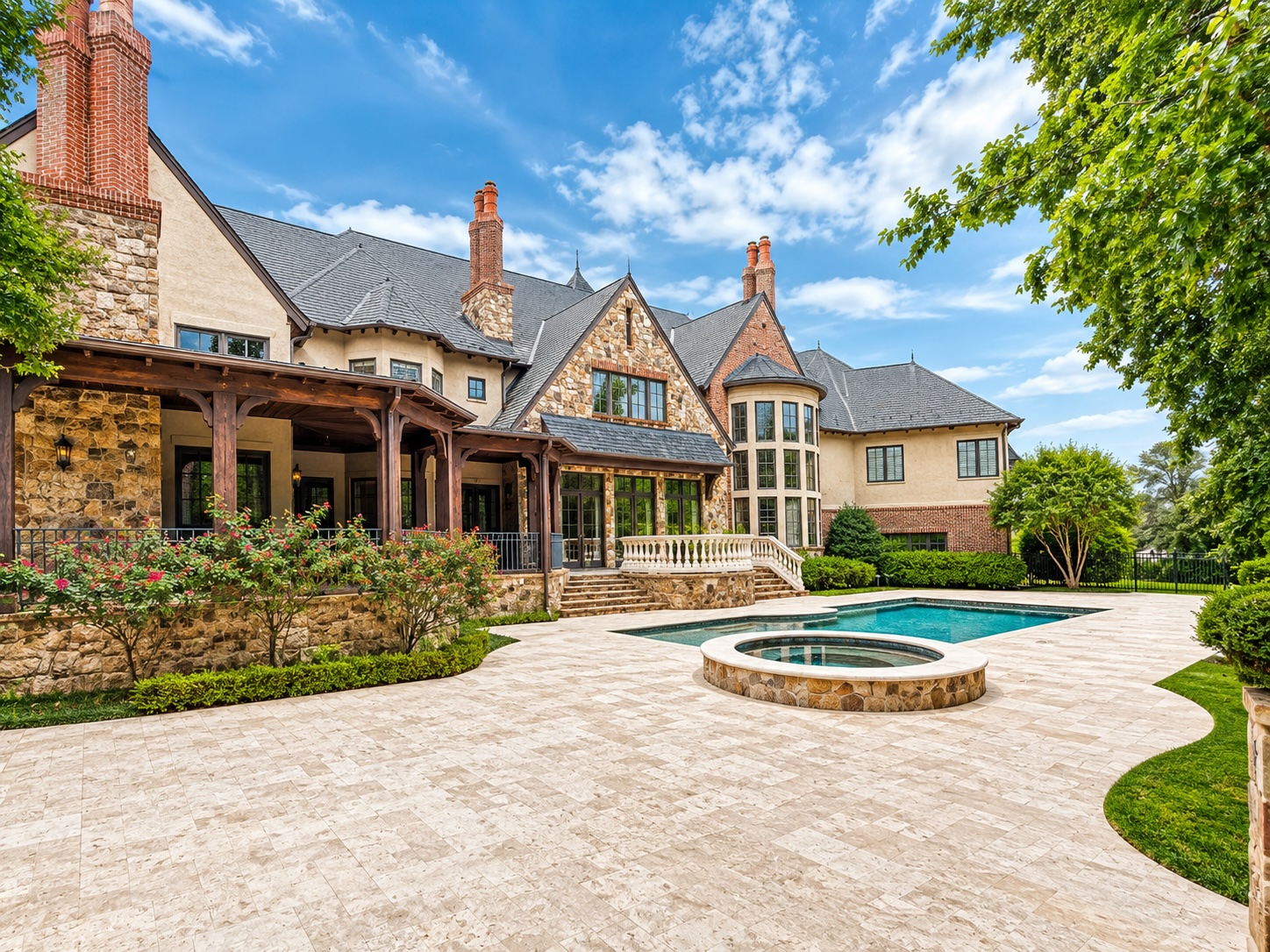 8600 Longview Club Drive — featured luxury estate with pool, spa, and stone terraces